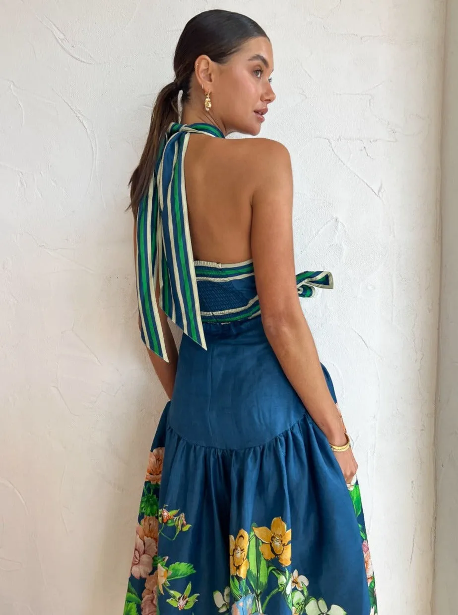 Alemais Lyla Halter Midi Dress in Royal Blue