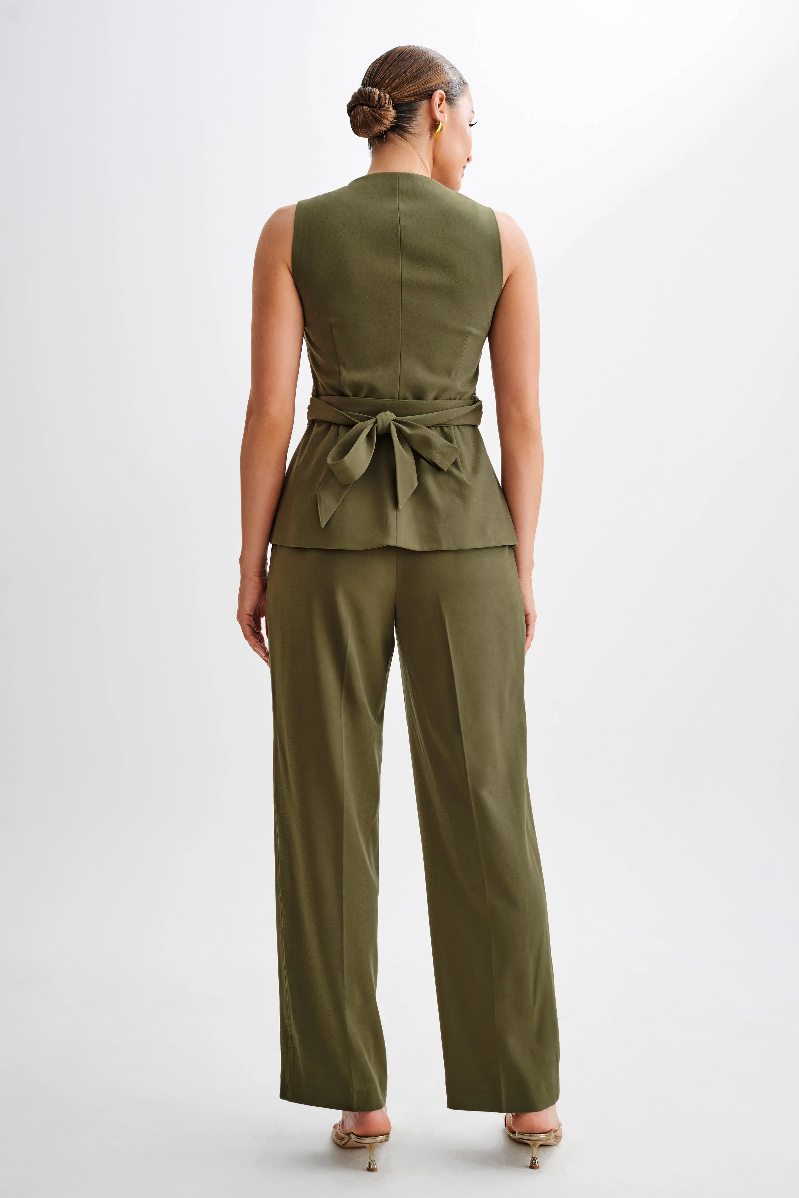 Amelie Suiting Straight Leg Pants - Military Olive