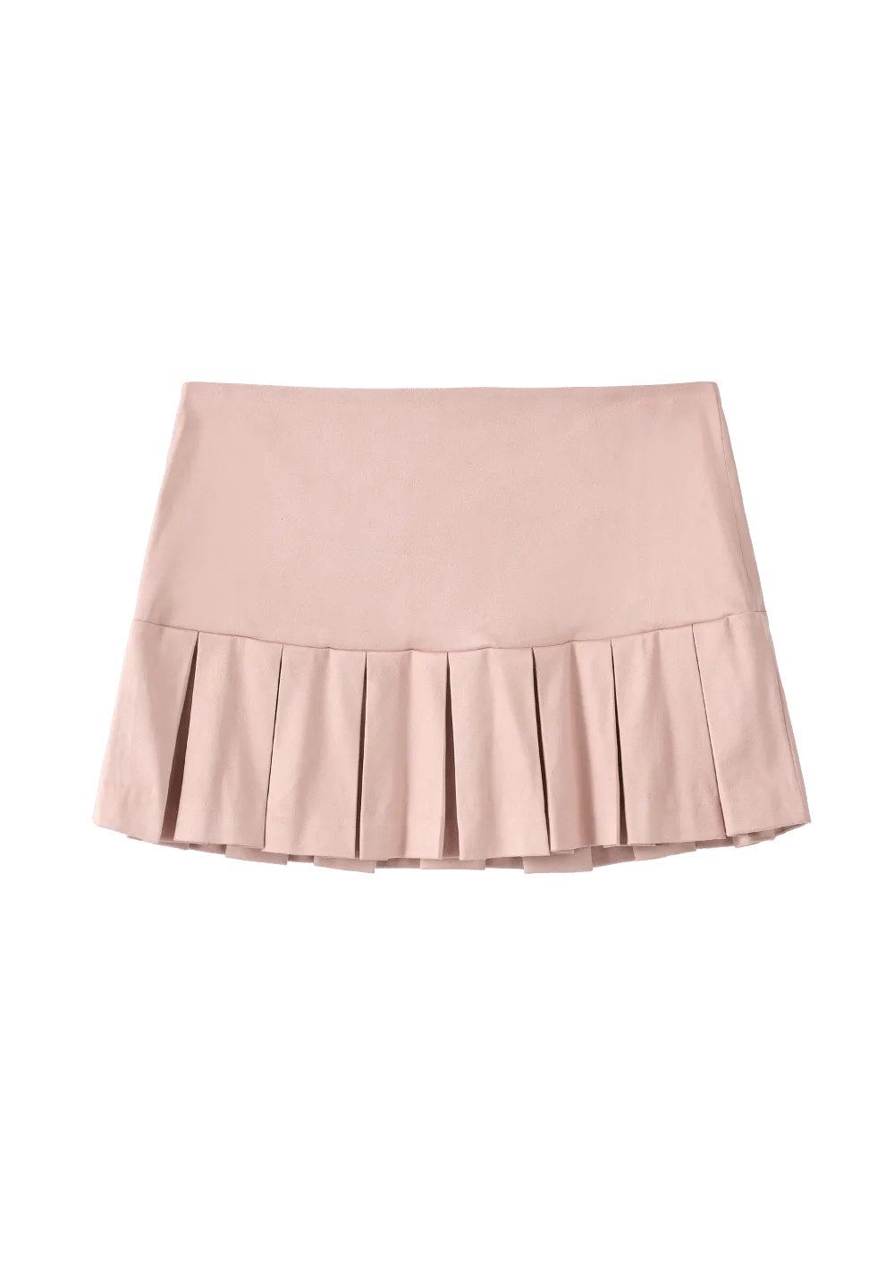 Asymmetric Zip Suede Pleated Skirt