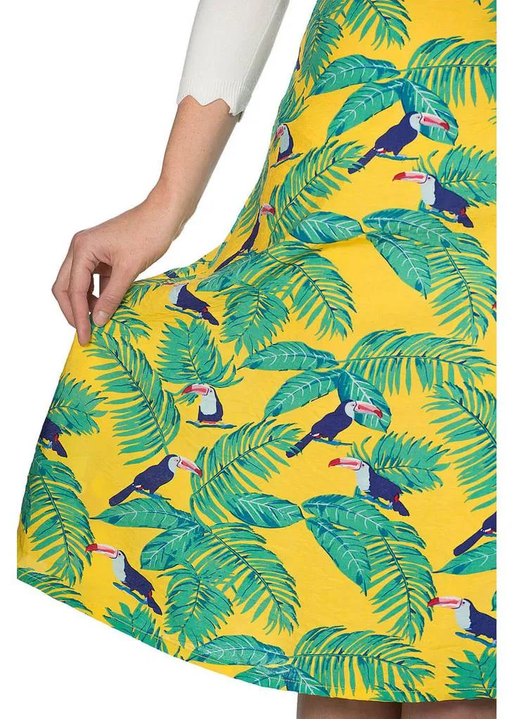 Banned Toucan All Over 50's A-Line Skirt Yellow