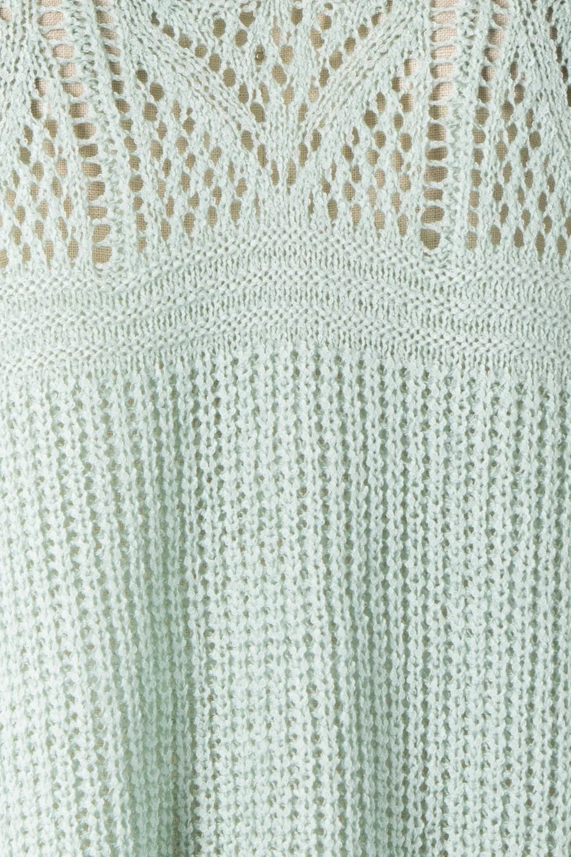 BELL SLEEVE V NECK OPEN CROCHET KNIT SWEATER TOP 1 PACK