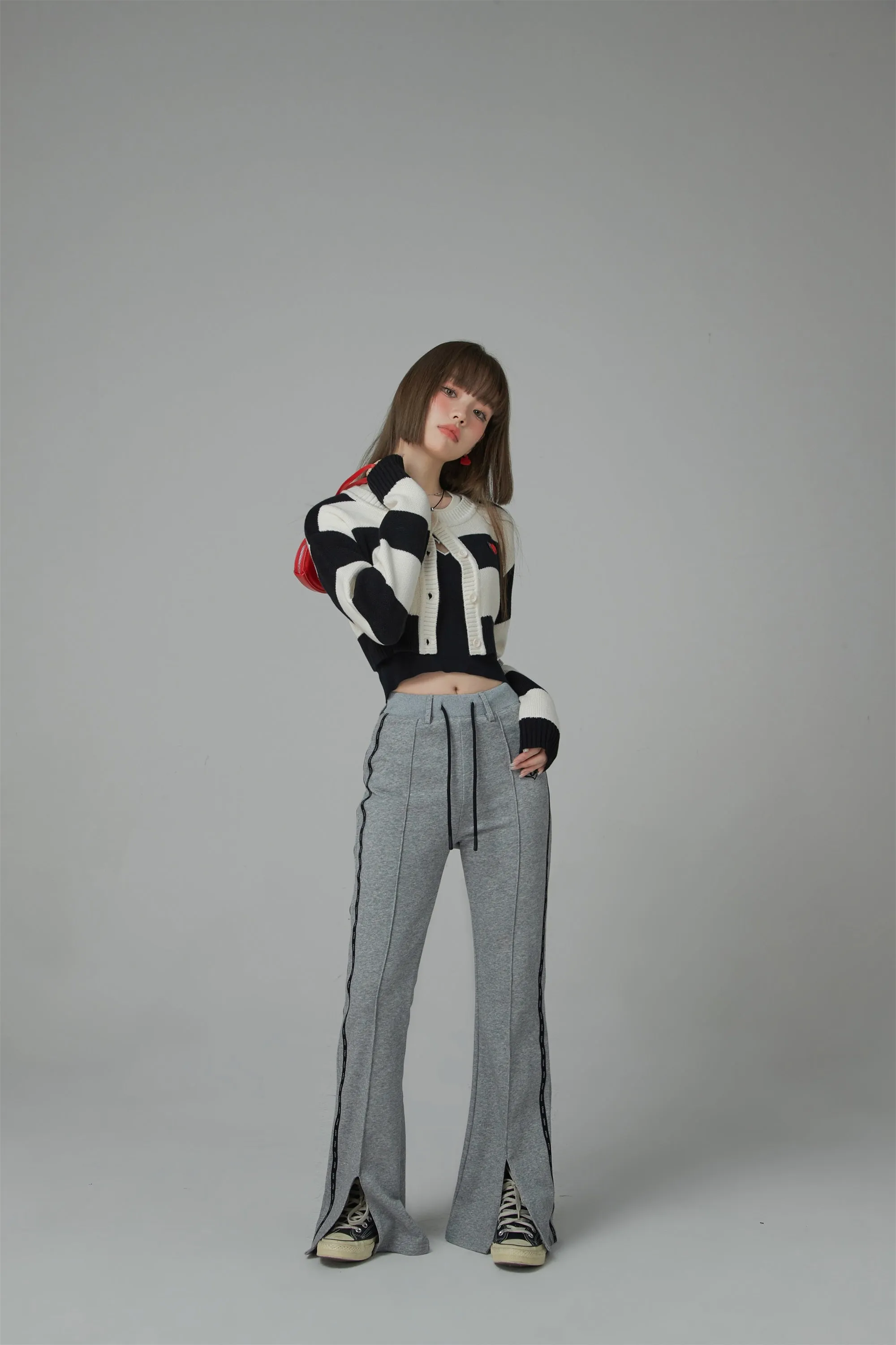 Big Stripes Button Maxi Cropped Cardigan