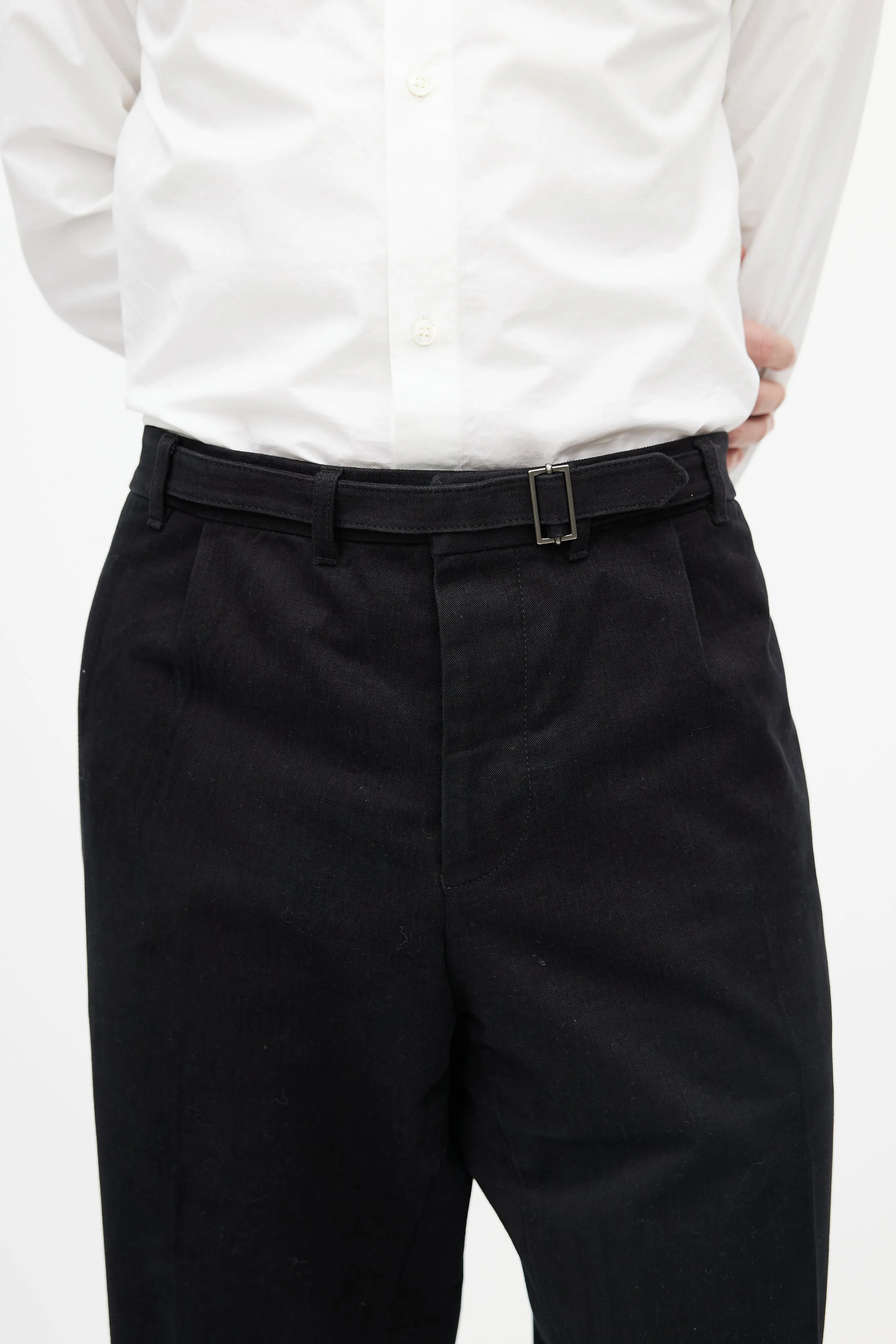 Black Belted Straight Leg Trouser