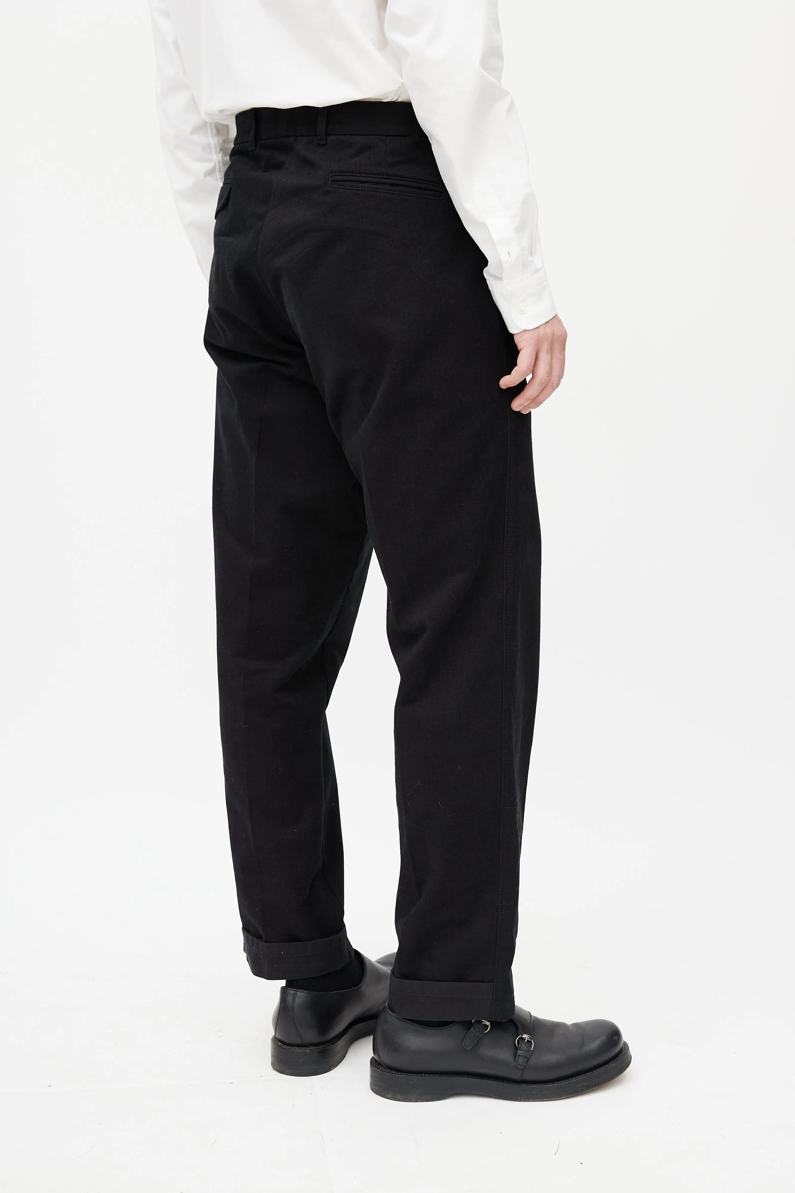 Black Belted Straight Leg Trouser