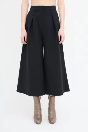 Black Cropped Wide Leg Trouser