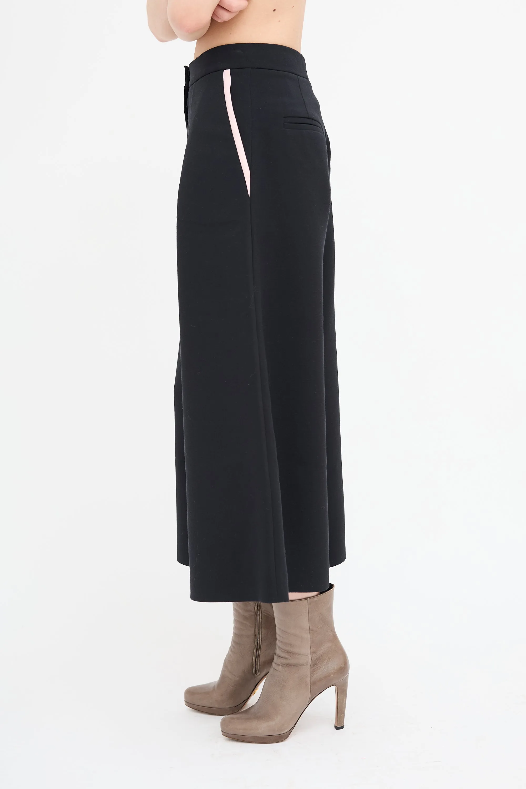 Black Cropped Wide Leg Trouser