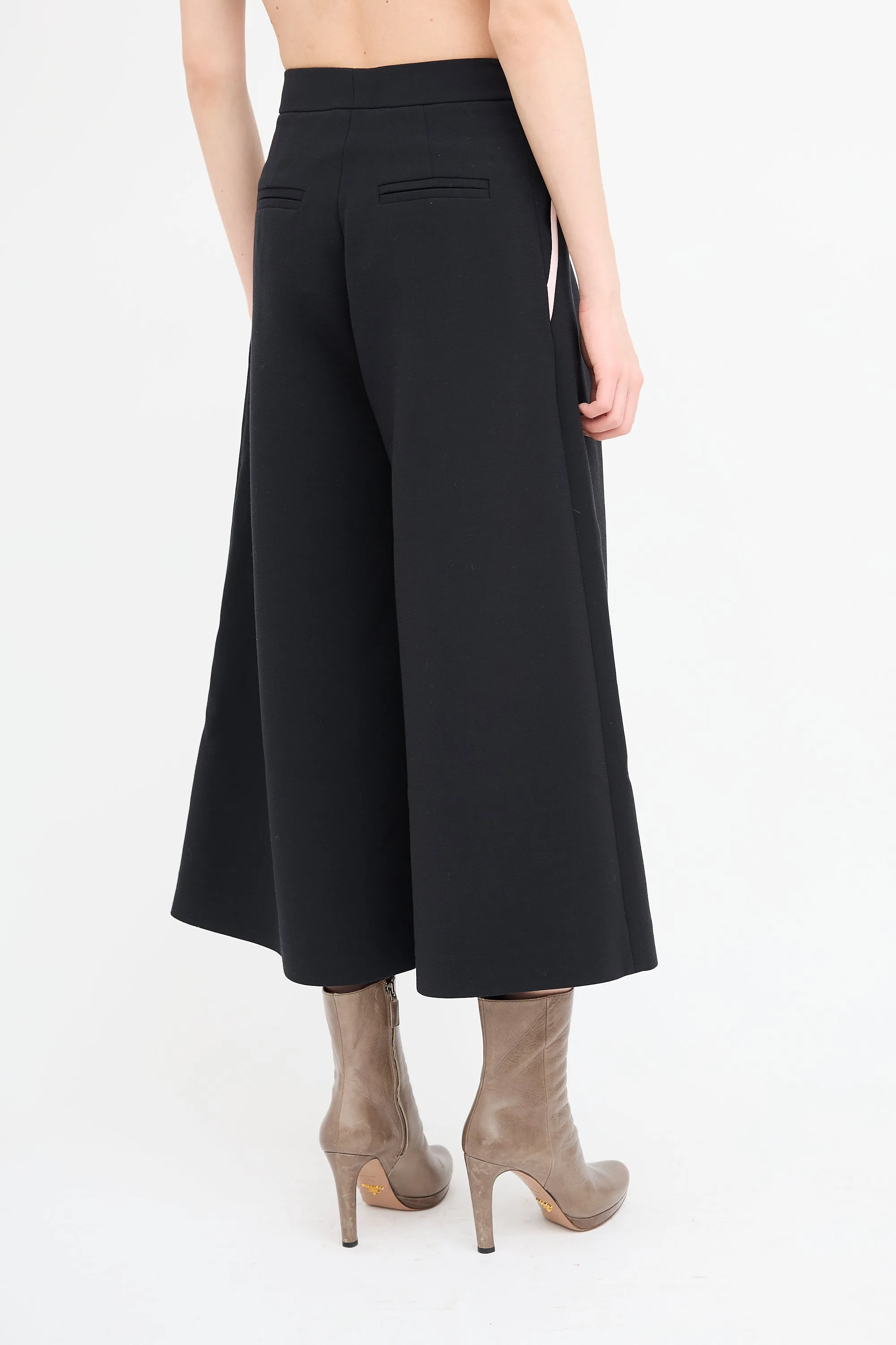 Black Cropped Wide Leg Trouser