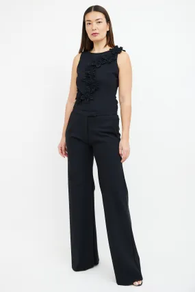 Black Neoprene Straight Leg Trouser