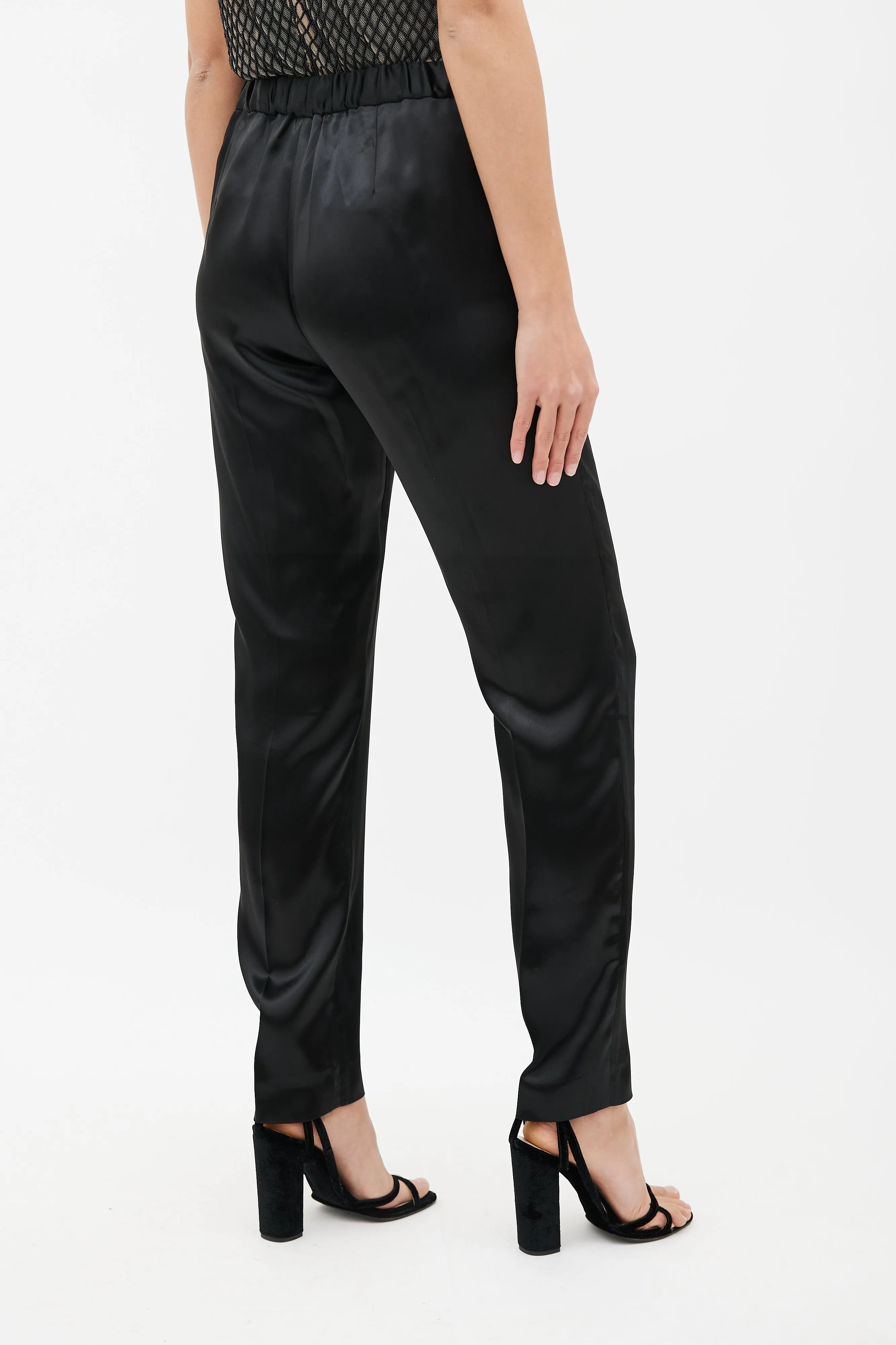 Black Satin Straight Leg Trouser