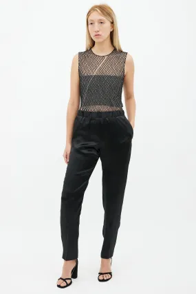 Black Satin Straight Leg Trouser