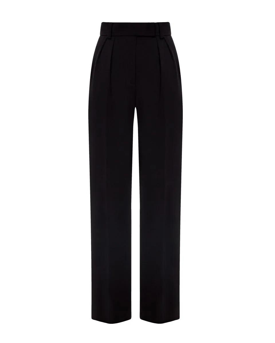 BLACK STRAIGHT HIGH-RISE PANTS