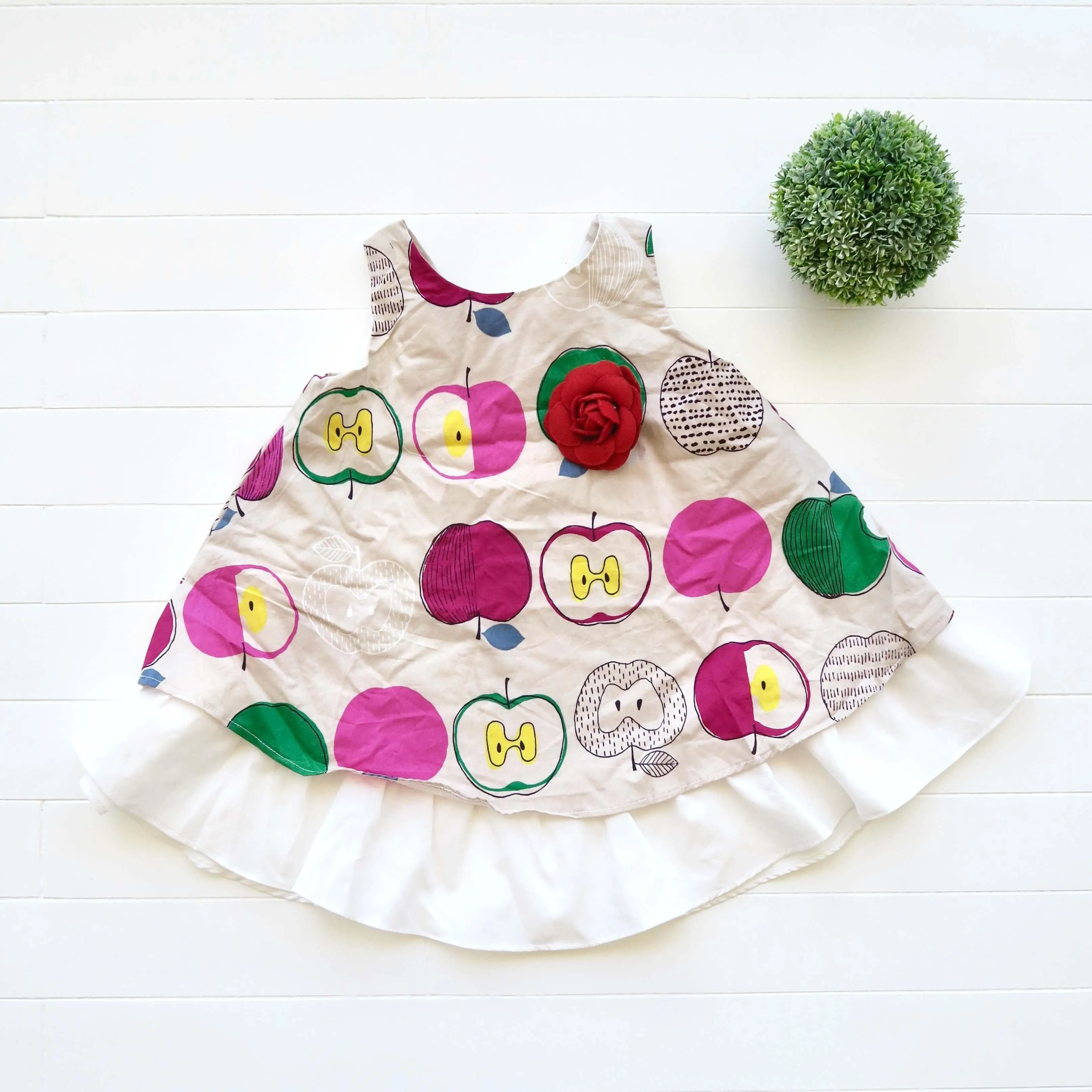 Blossom Dress in Artsy Apple Magenta Print
