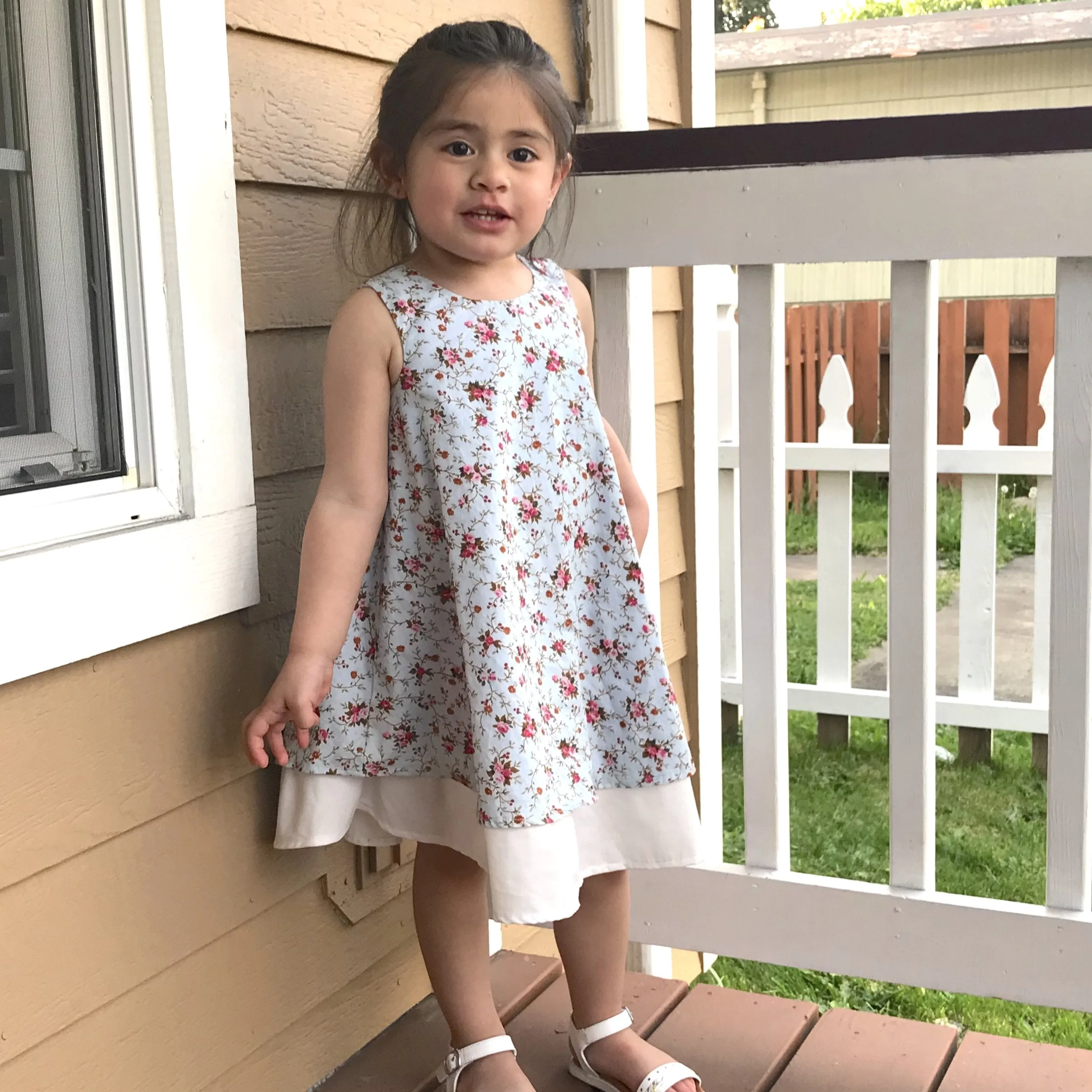 Blossom Dress in Artsy Apple Magenta Print