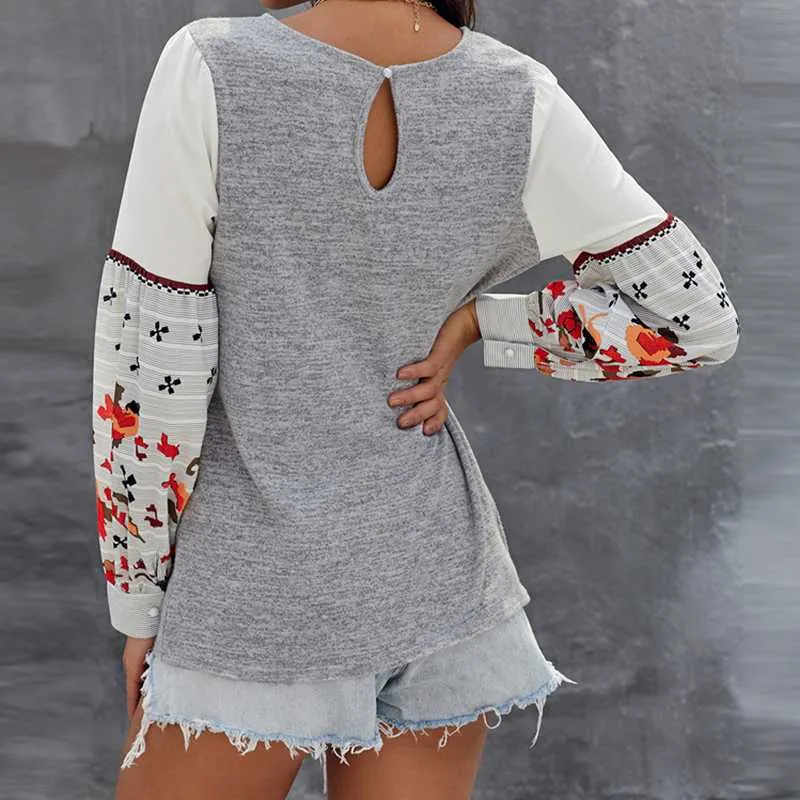 Boho Chic Oversized Patchwork Knitted Sweater With Chiffon Sleeves