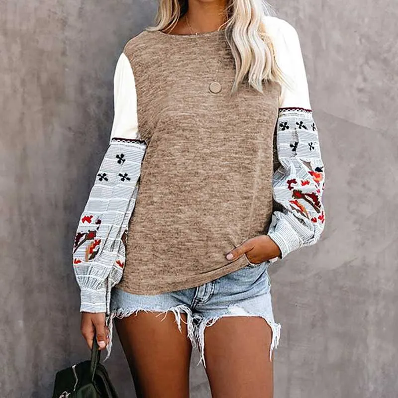 Boho Chic Oversized Patchwork Knitted Sweater With Chiffon Sleeves