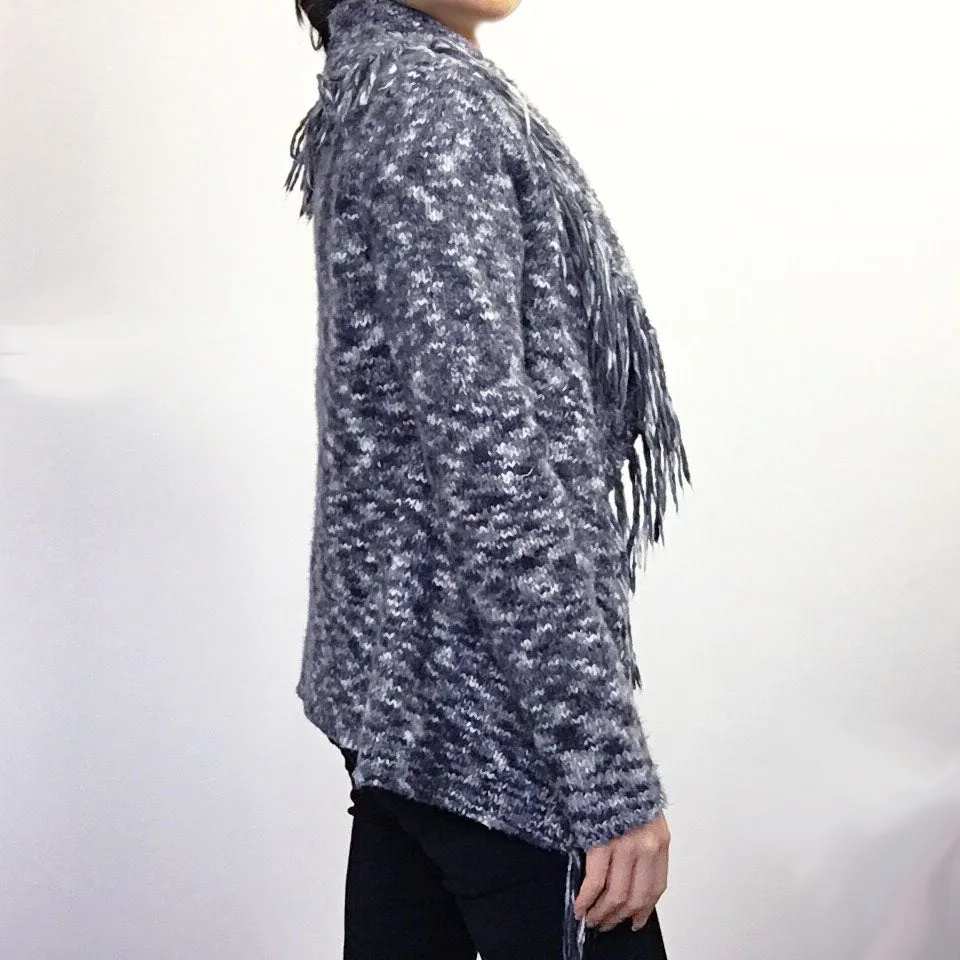 BOHO HIPPIE GREY KNIT FRINGE CARDIGAN COAT JACKET