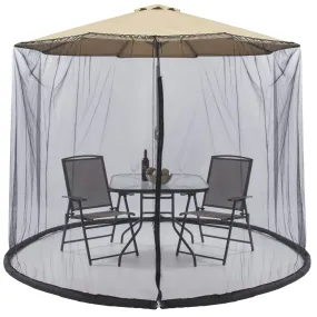 Bug Net Screen Accessory for 9ft Patio Umbrella w/ Zippered Door - Black