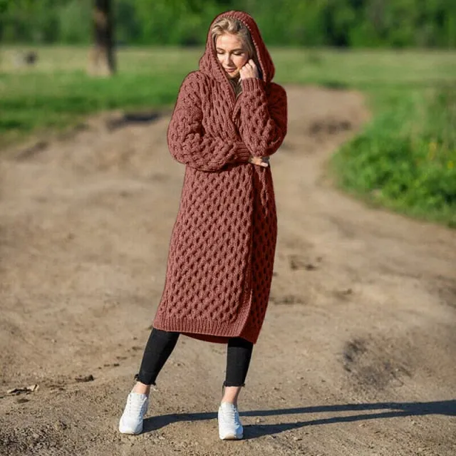 Casual Hooded Knitted Coat