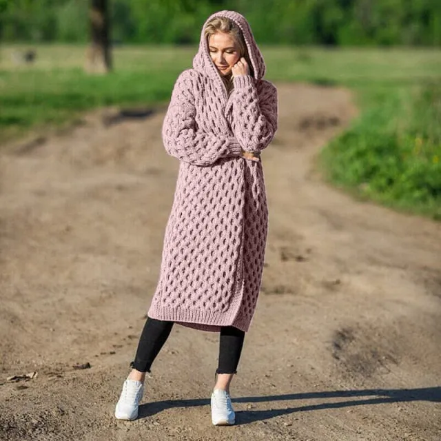 Casual Hooded Knitted Coat