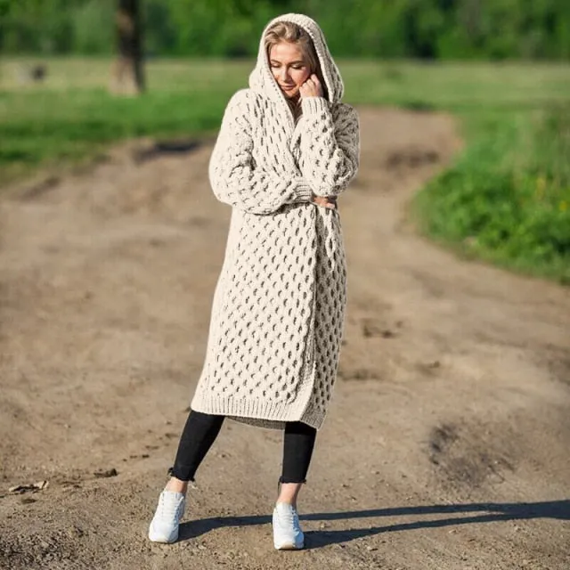Casual Hooded Knitted Coat