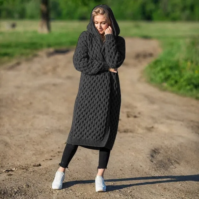 Casual Hooded Knitted Coat