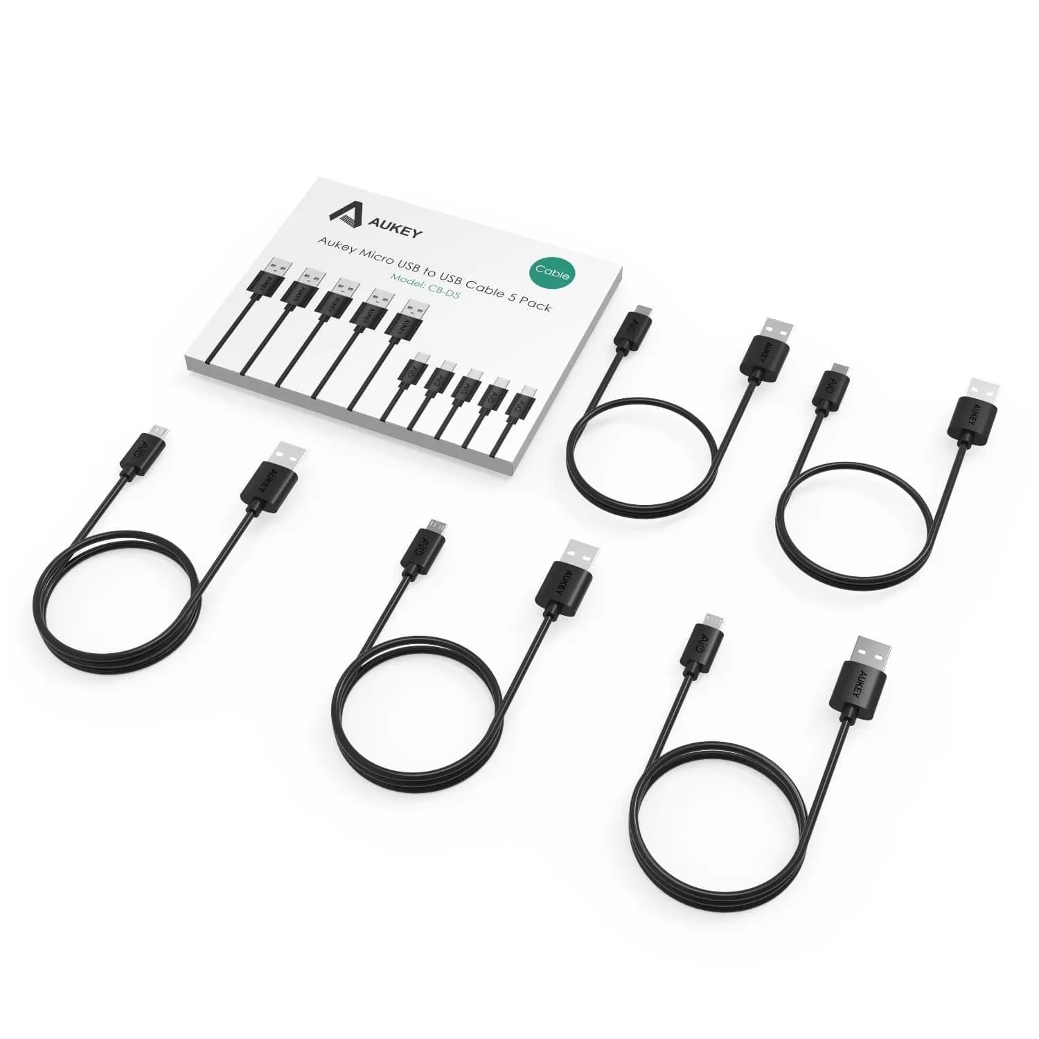 CB-D5 Qualcomm Quick Charge 2.0 3.0 Micro USB 2.0 Cable (2 X 1 M 1X 2M 2 X 0.3m) 5 Pack