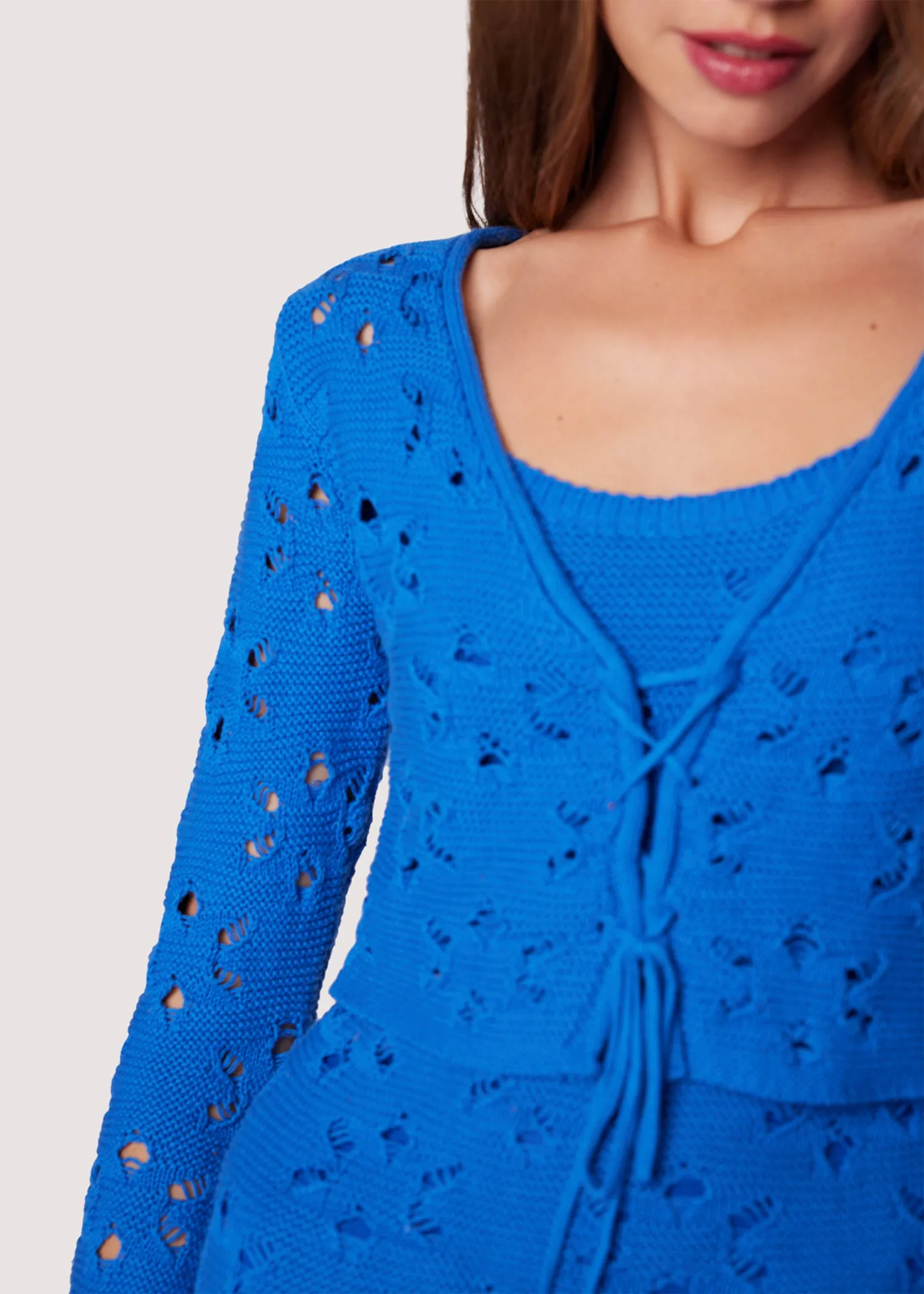 Cellyssa Lace Up Knit Cardigan
