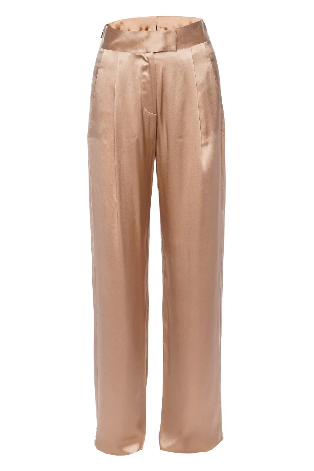 Champagne Silk Wide Leg Trouser