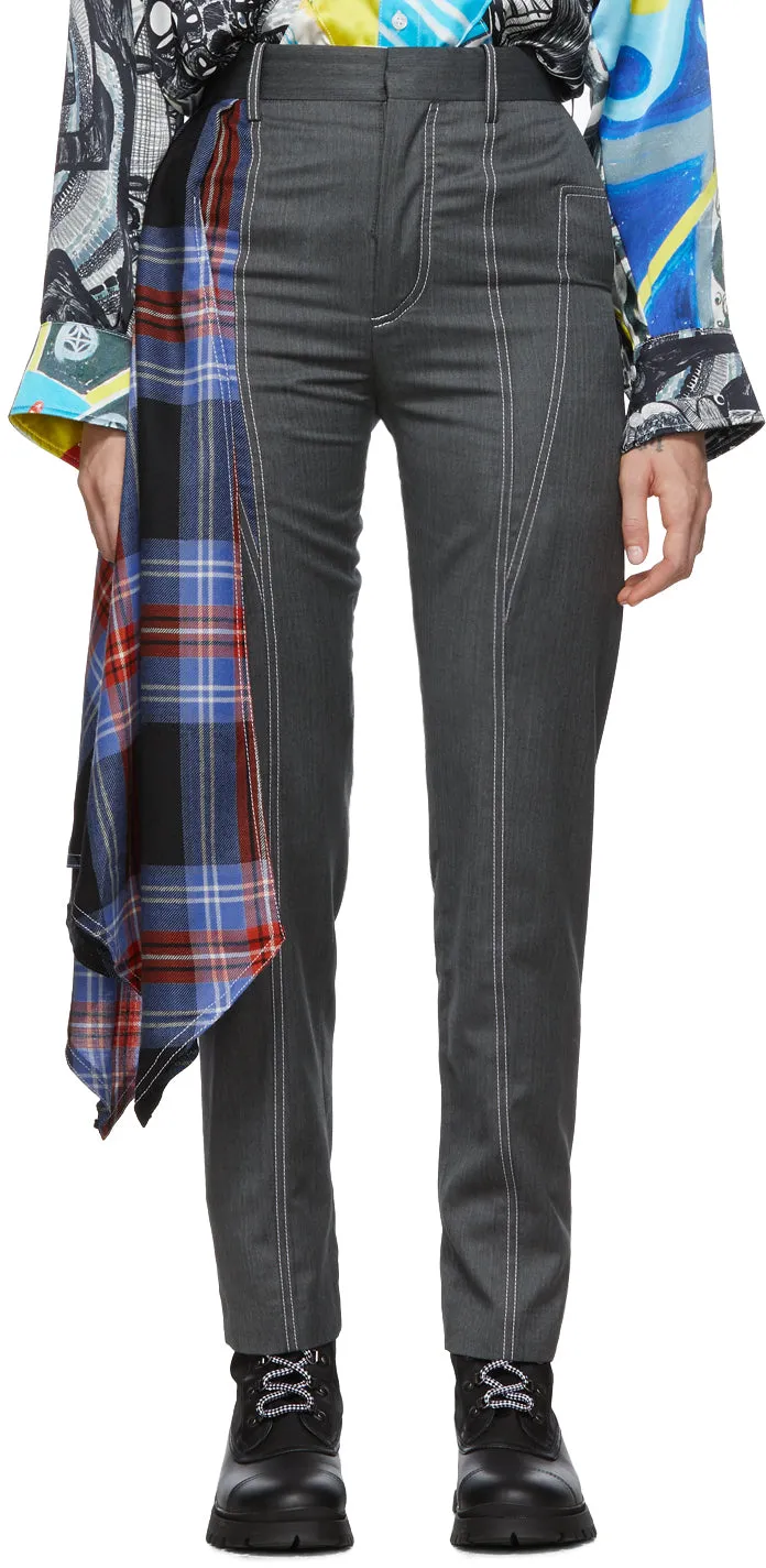 Charles Jeffrey Loverboy Grey Draped Trousers