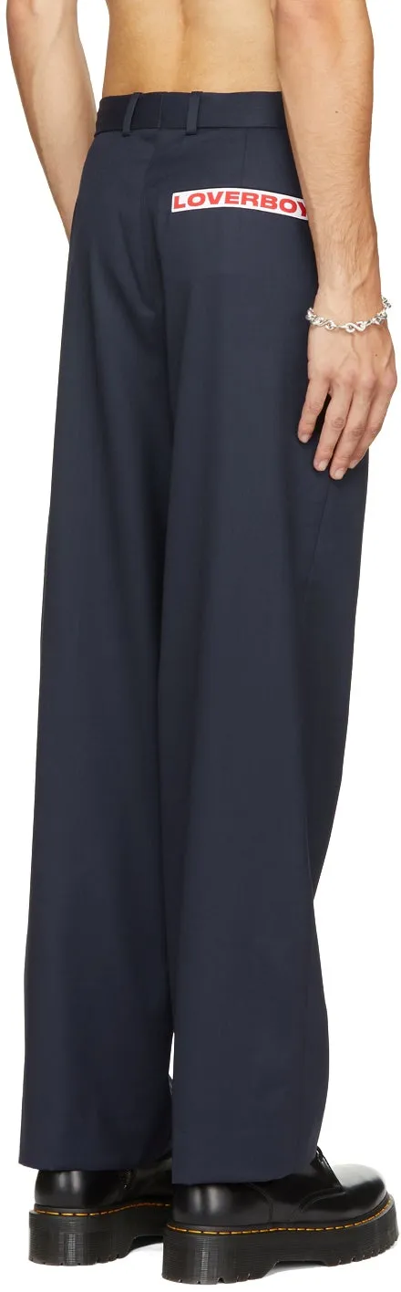 Charles Jeffrey Loverboy Navy Wool Stripe Trousers