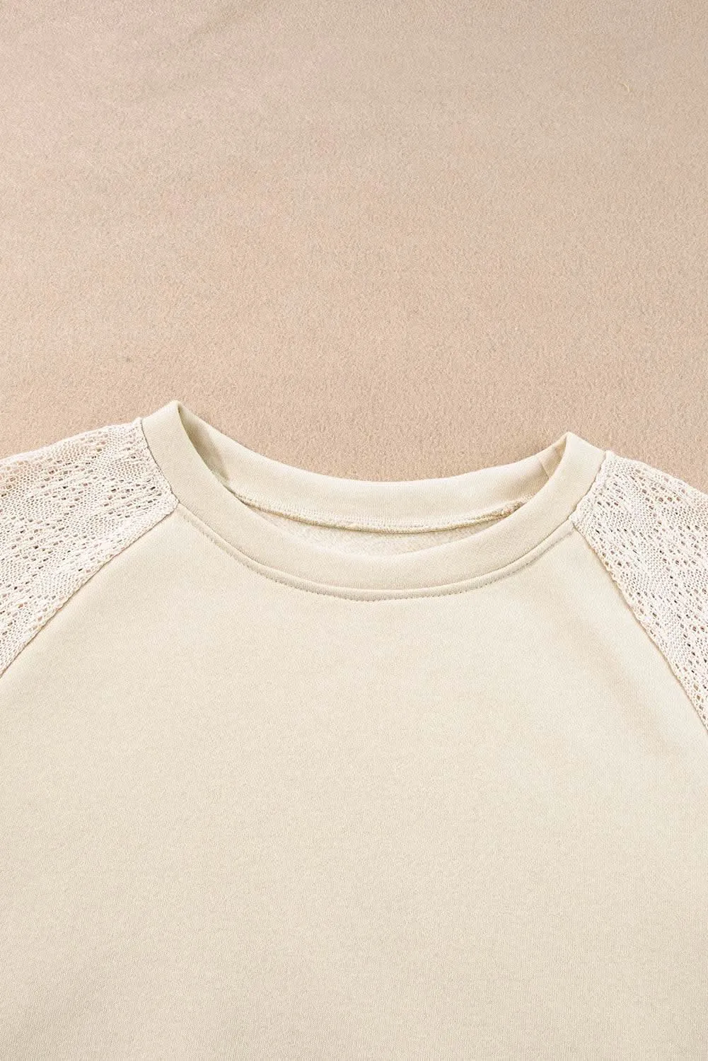 Chic knit patchwork pullover in parchment