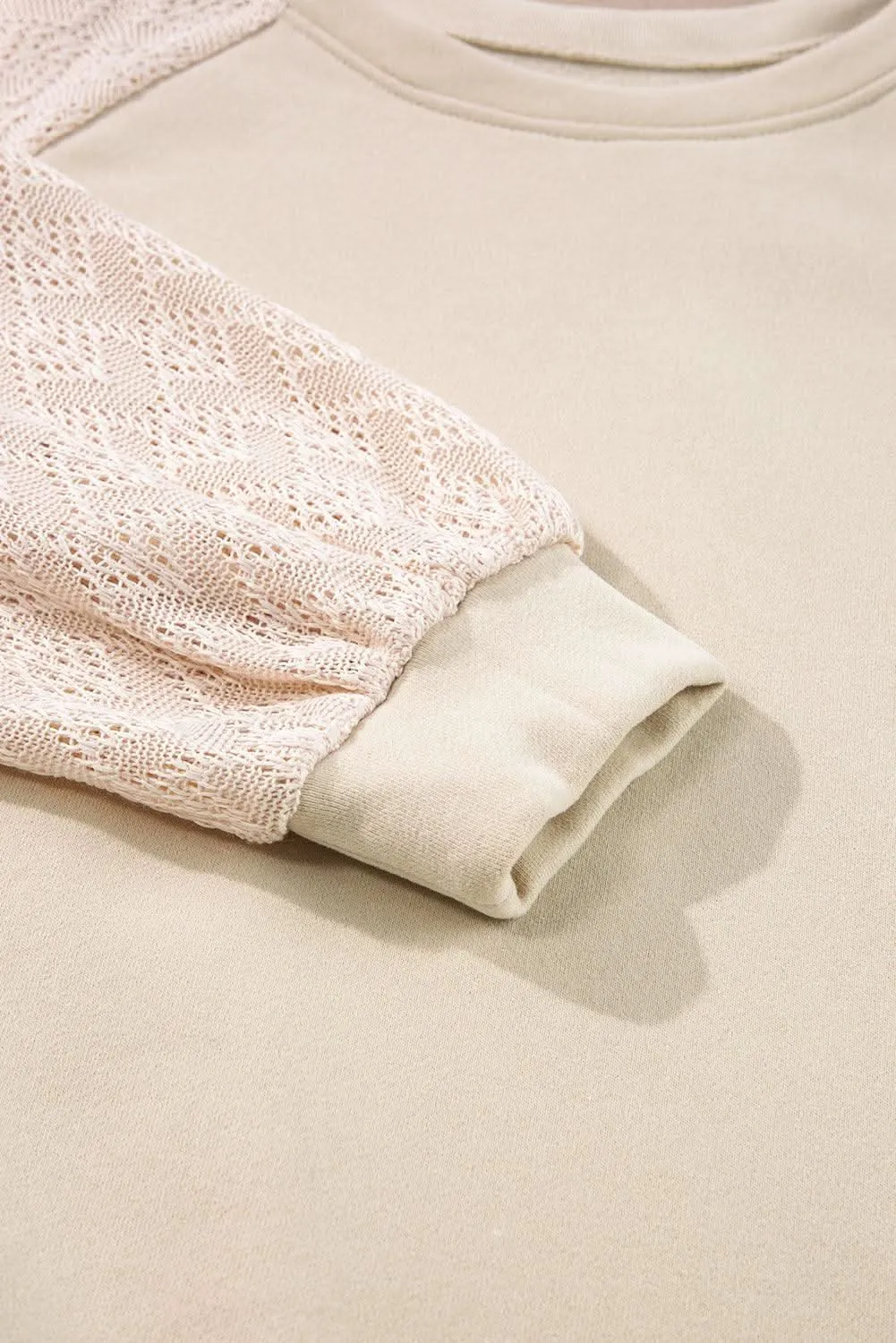 Chic knit patchwork pullover in parchment
