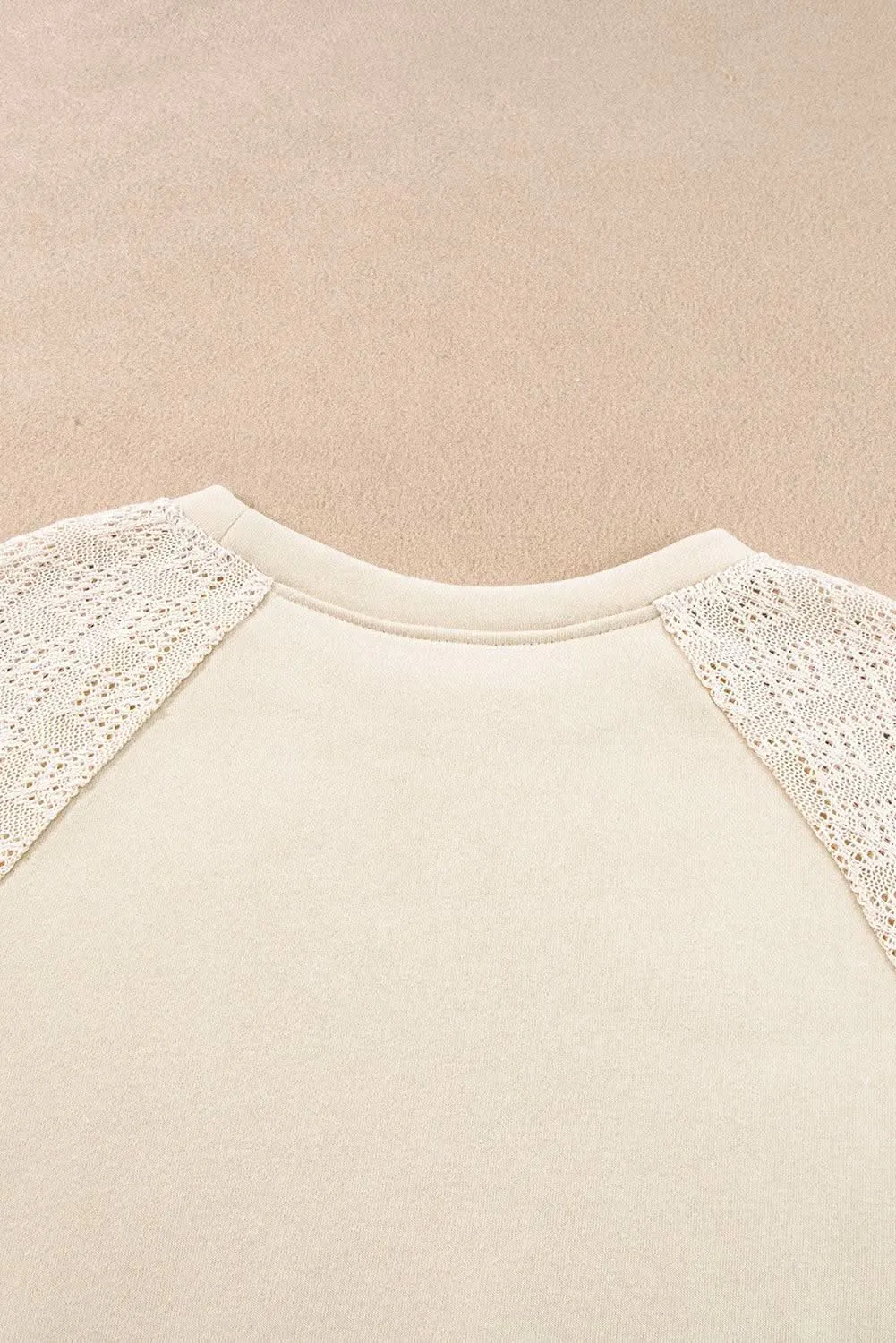 Chic knit patchwork pullover in parchment