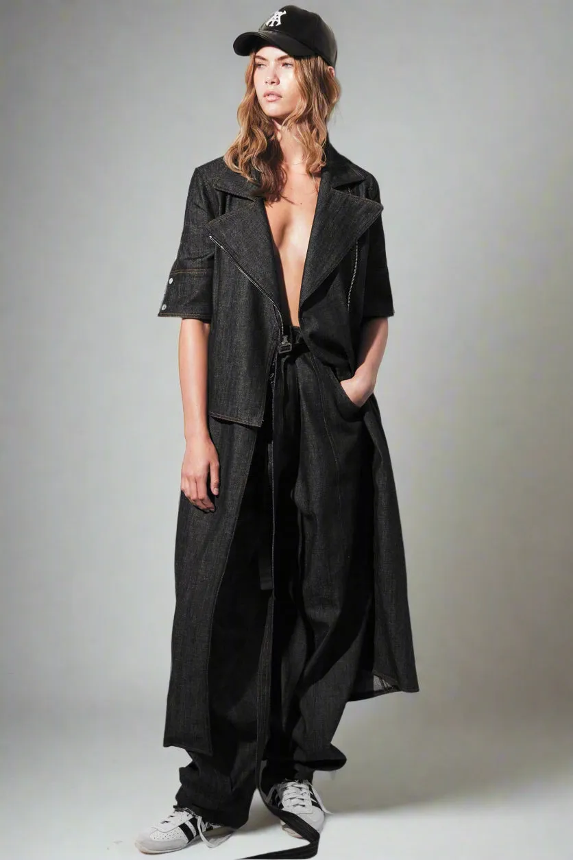 CLARISSE DENIM MOTO DRESS