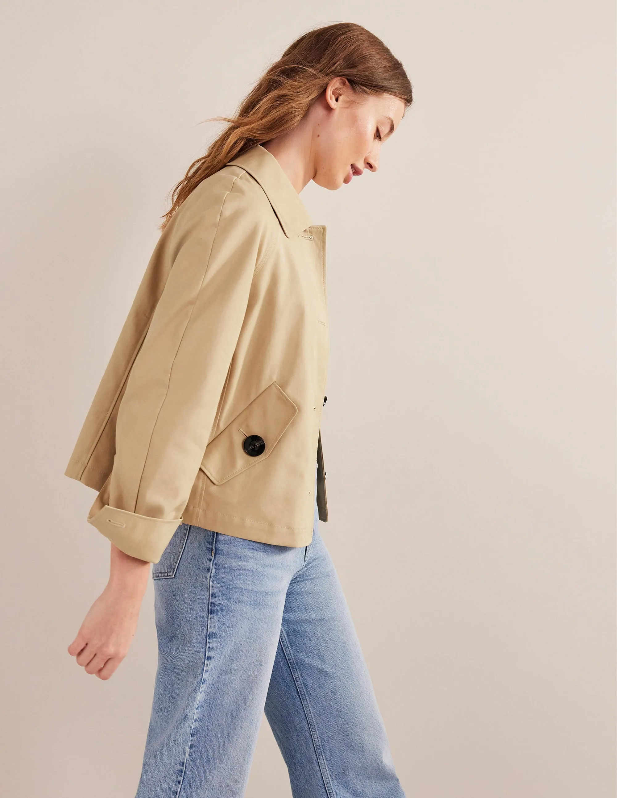 Cotton Trench Jacket-Stone