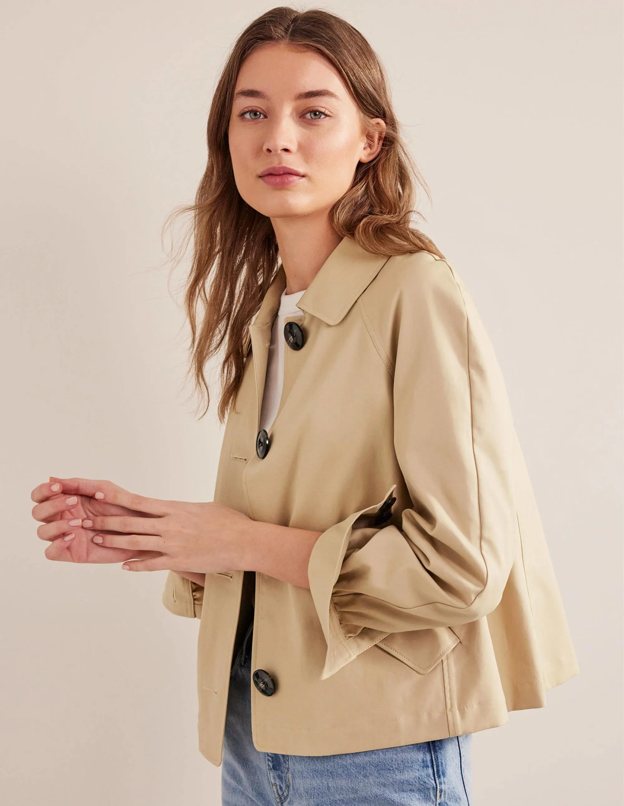 Cotton Trench Jacket-Stone