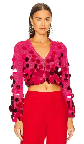 Cult Gaia Donya Knit Cardigan in Pink