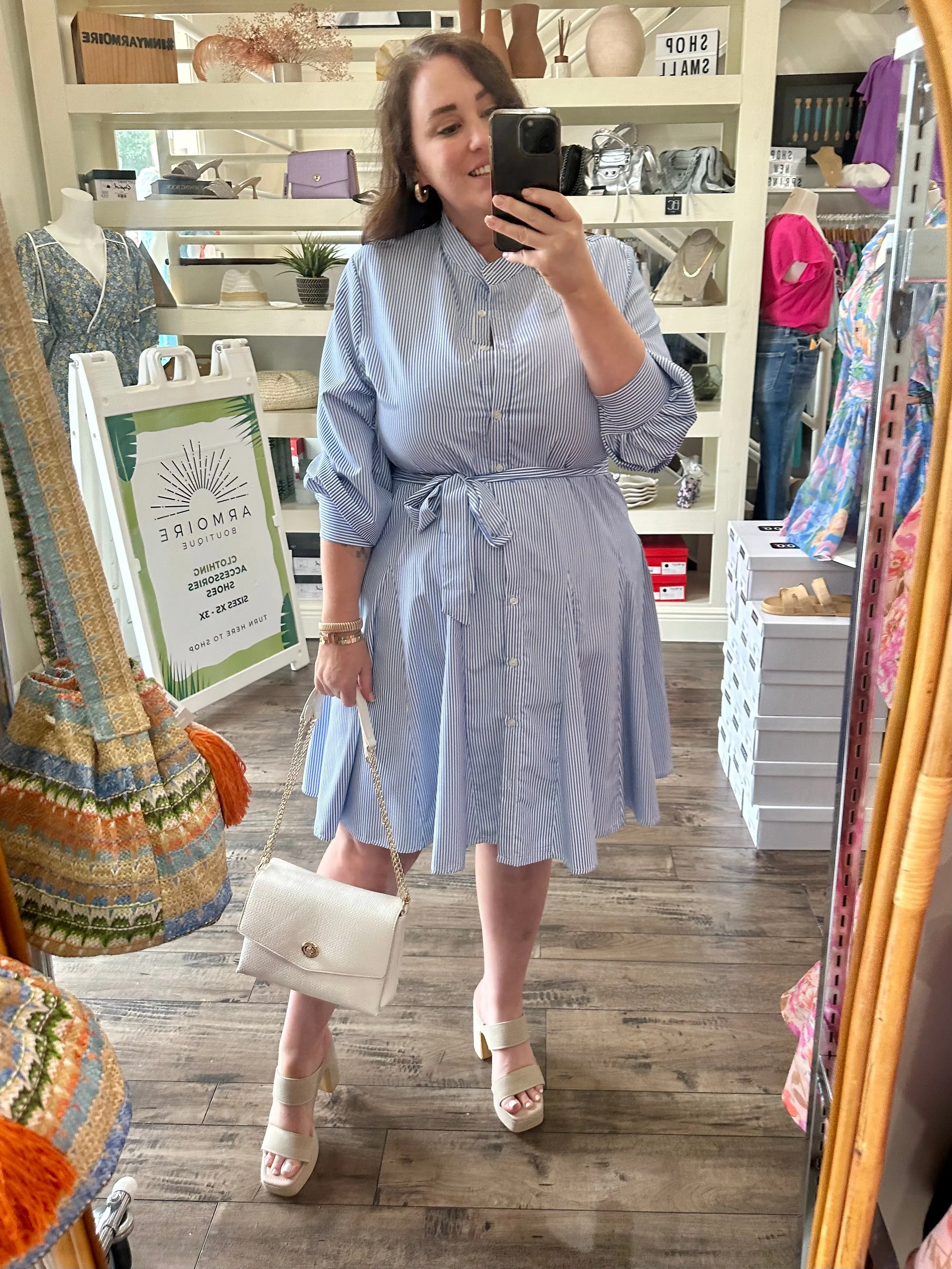 Curvy Striped Button Down Dress