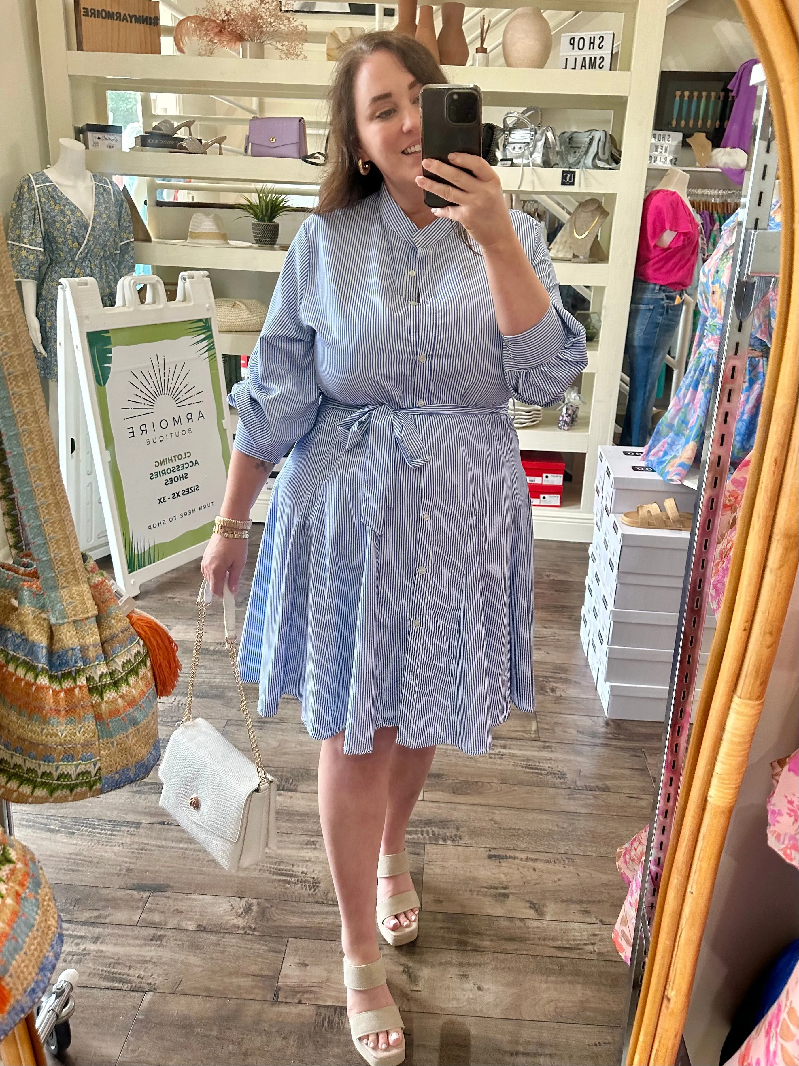 Curvy Striped Button Down Dress