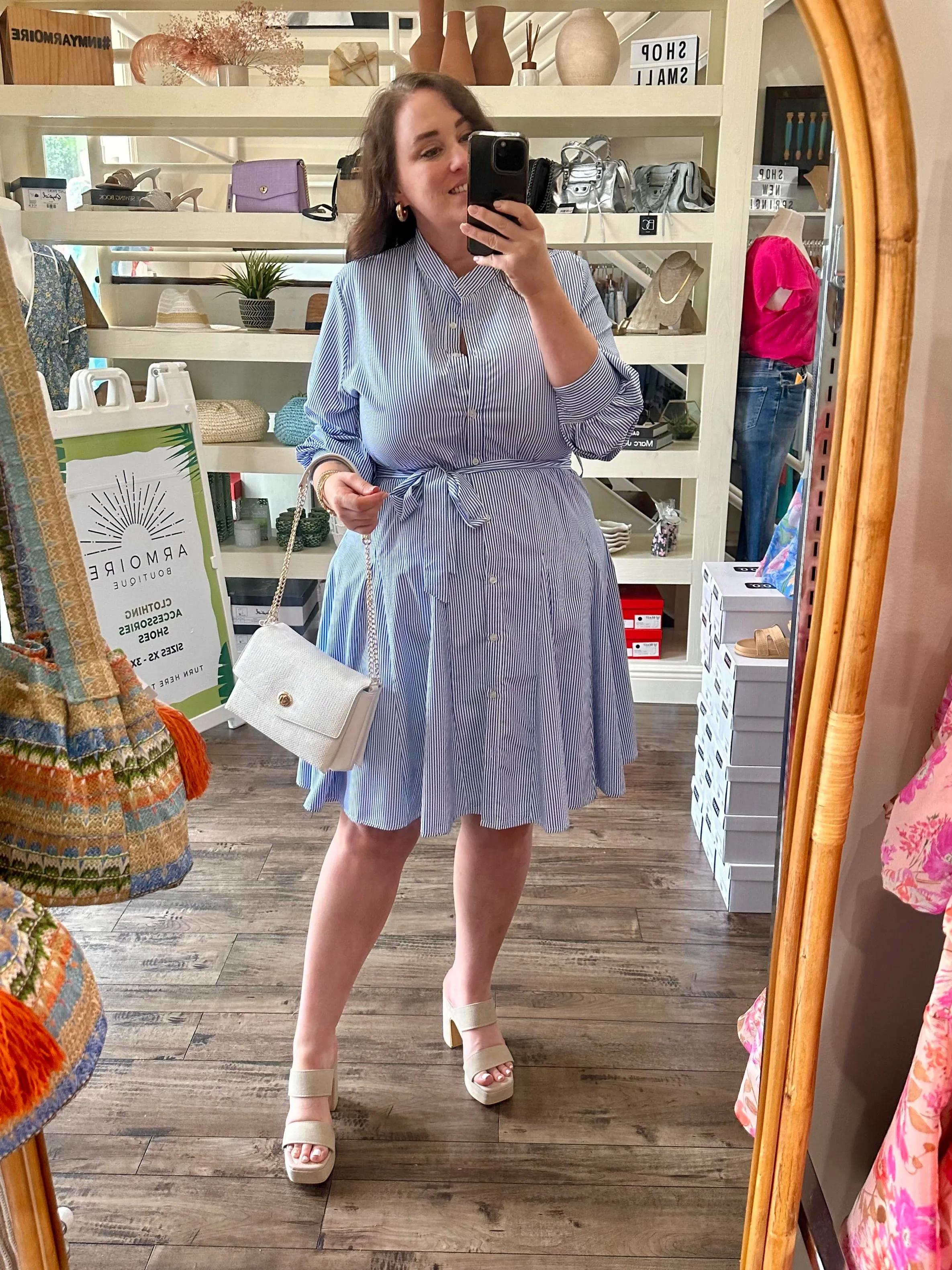 Curvy Striped Button Down Dress