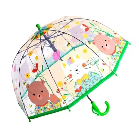 Dome style, Mr.Bowtie Bunny Transparent Green Umbrella for Kids