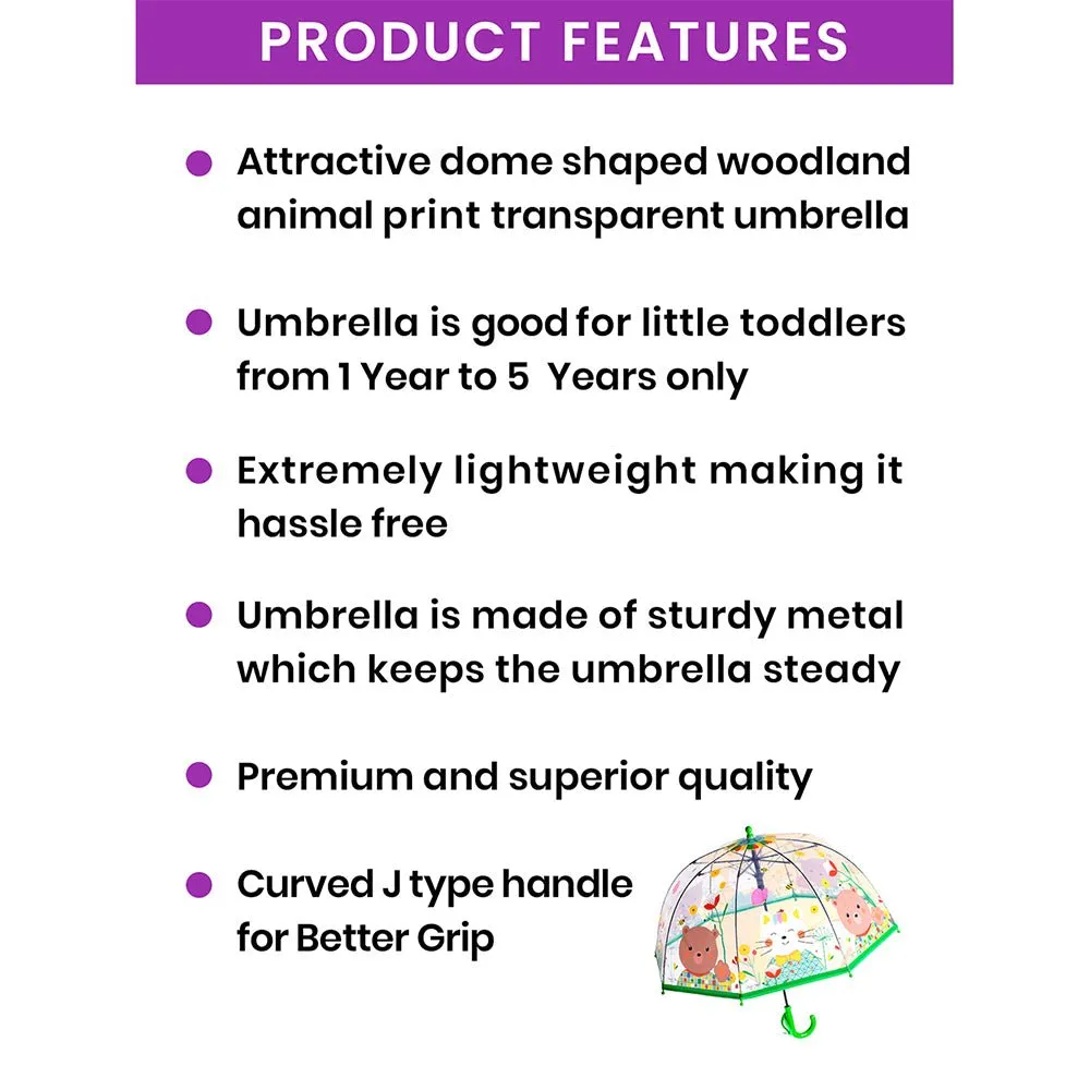 Dome style, Mr.Bowtie Bunny Transparent Green Umbrella for Kids