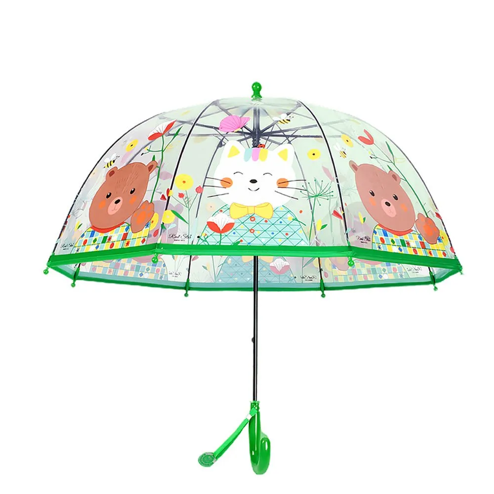 Dome style, Mr.Bowtie Bunny Transparent Green Umbrella for Kids