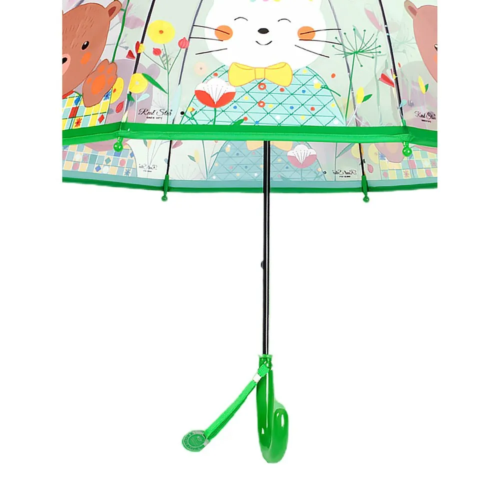 Dome style, Mr.Bowtie Bunny Transparent Green Umbrella for Kids