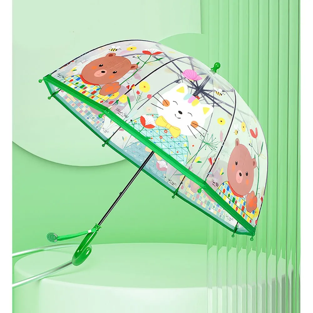 Dome style, Mr.Bowtie Bunny Transparent Green Umbrella for Kids