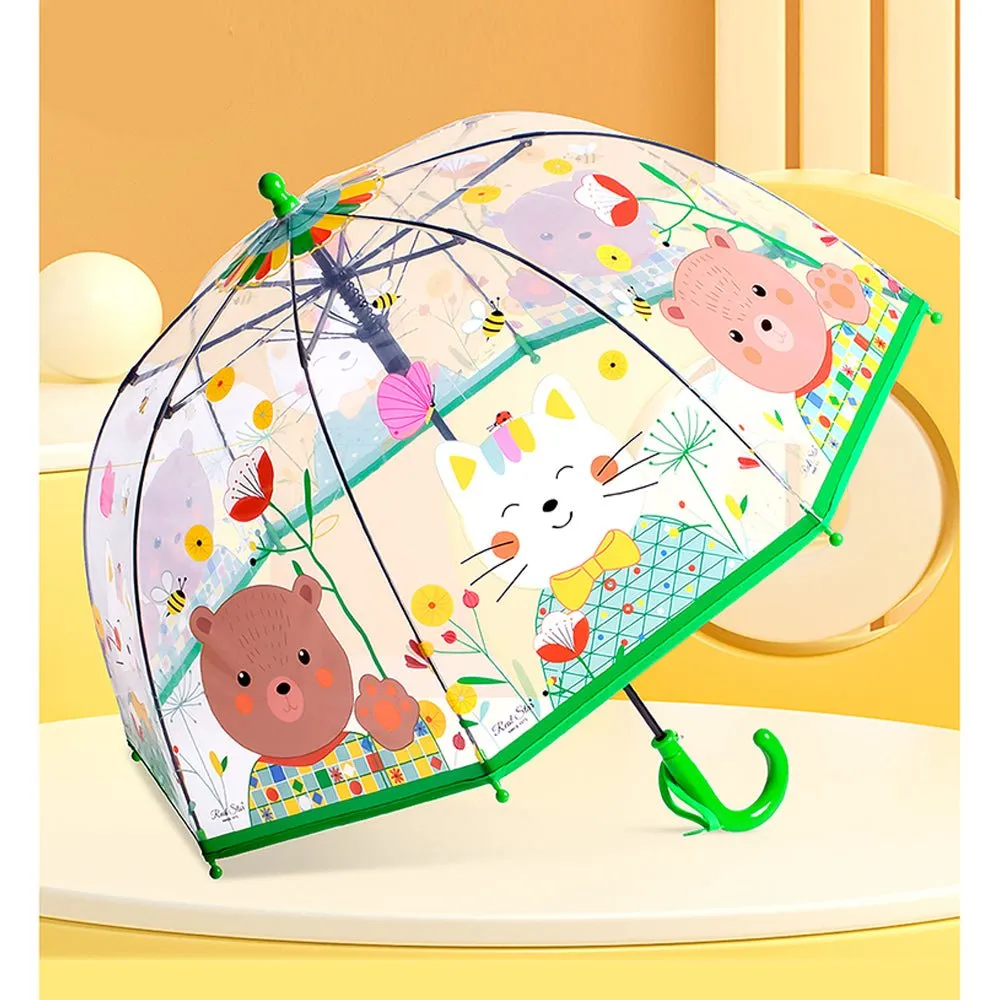 Dome style, Mr.Bowtie Bunny Transparent Green Umbrella for Kids