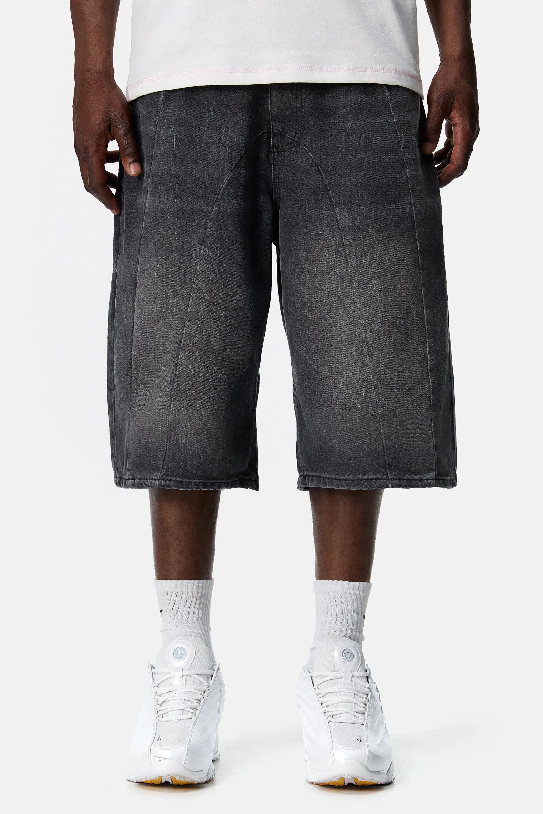 DOUBLE STITCH JORTS BLACK WASHED