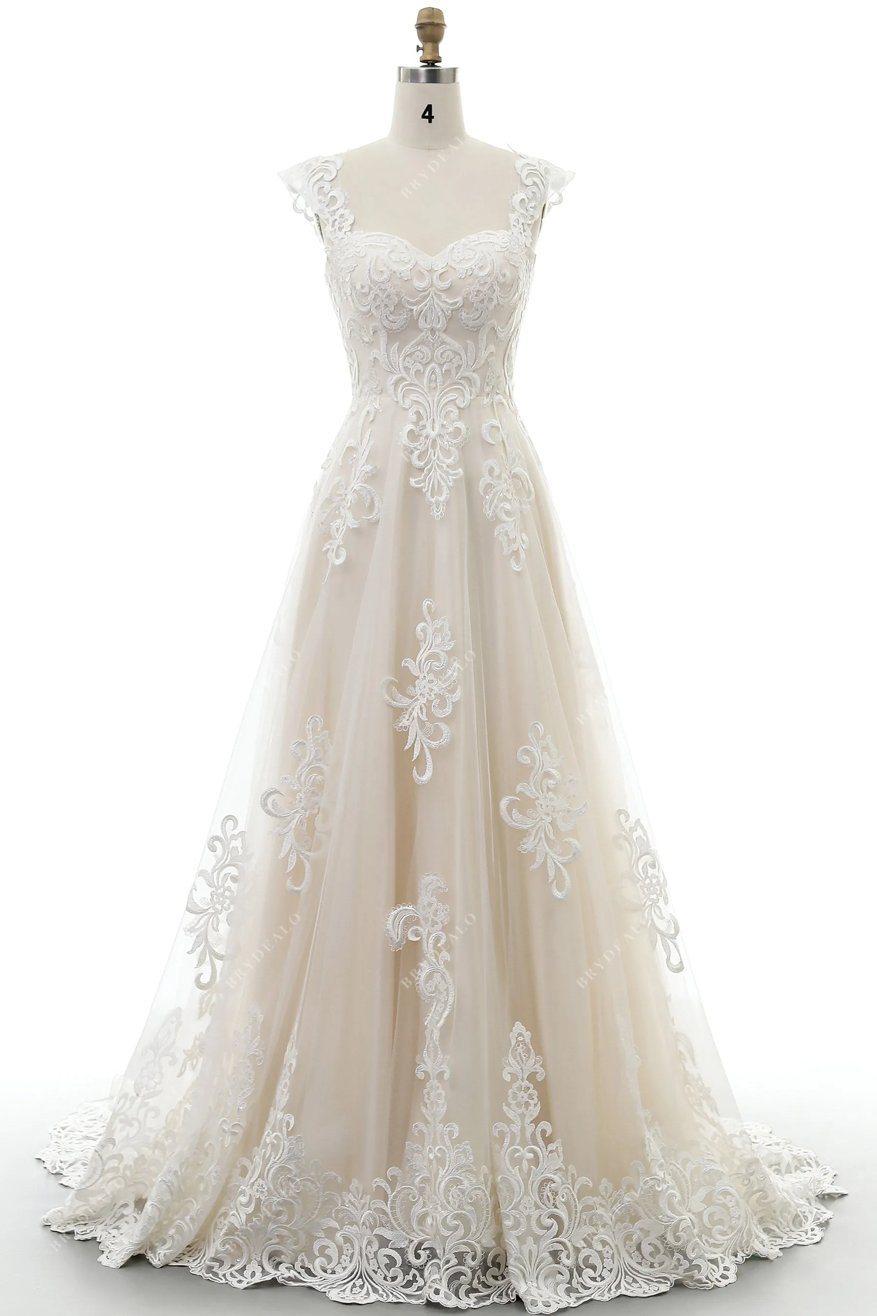 Elegant Lace Strap Sweetheart Neck Garden A-line Wedding Dress