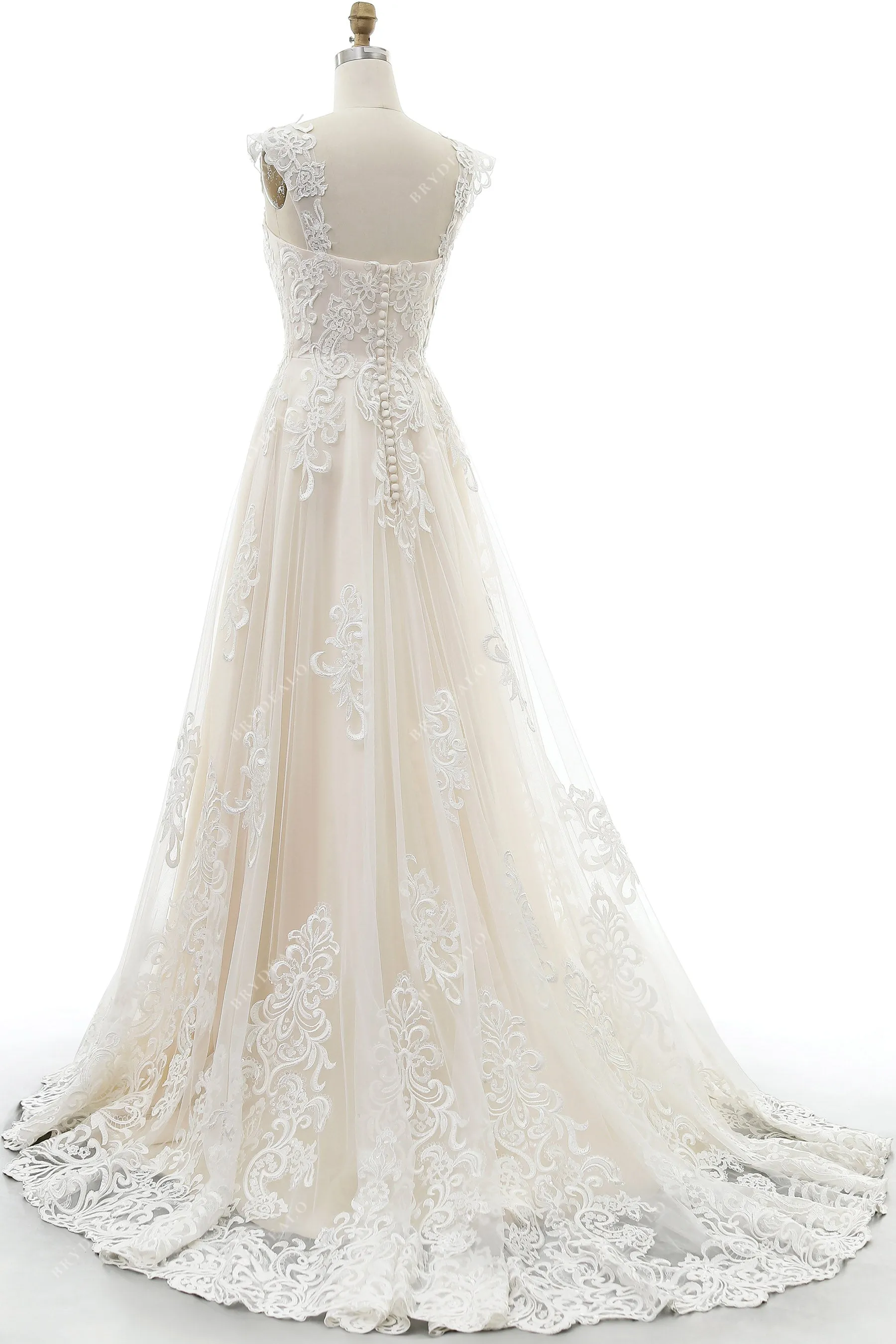 Elegant Lace Strap Sweetheart Neck Garden A-line Wedding Dress