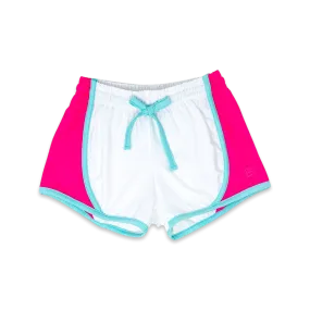 Elise Shorts | White, Power Pink & Turquoise  (5-6, 7-8, 9-10, 11-12)